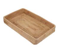 LIFKOME Bandeja de ratán Tejida a Mano para Servir y organizar, Rectangular, para Mesa de Centro, Desayuno y decoración del hogar