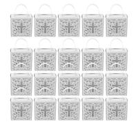 LIFKOME Cajas de Obsequio con Cruz Hueca 25 Unidades Cajas para Recuerdos de Comunión y Bautizo Suministros para Fiestas Religiosas Bolsas con Asa para Regalos Cristianos