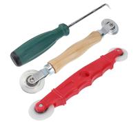 LIFKOME Herramienta de Rodillo Estriado para Mosquitera Ventana Doble Rueda y Estructura de Madera, Acero y Plástico para Instalación y Desplazamiento Suave de Pantallas Color Aleatorio