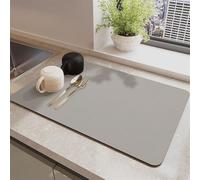 Lifup Alfombrilla Escurreplatos, Alfombrilla Cafetera de Silicona, Tapete De Café Súper Absorbente para Platos, Tazas, Bandeja de Goteo y Encimeras de Cocina Gray 50 x 60 cm