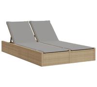 Ligbed - Sillón de relax doble - Sillón de lounge - Camilla de sol - Silla de tomar el sol - Ratán de polietileno (PE) - Respaldo ajustable