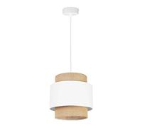 Light-Home Boho Lampara de Techo Colgante - Lampara de Techo Modernas para Salón Dormitorio y Cocina - de Metal con Pantalla de tela - E27-1 Luce - Blanco y Yute
