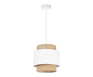 Light-Home Boho Lampara de Techo Colgante - Lampara de Techo Modernas para Salón Dormitorio y Cocina - de Metal con Pantalla de tela - E27-1 Luce - Blanco y Yute
