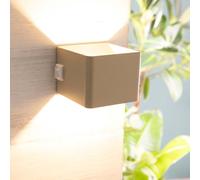 Lightbox Aplique LED de exterior 10 x 10 x 8 cm | recargable & aplique móvil de exterior con imán & USB & detector de movimiento & interruptor basculante & color de luz blanco cálido | fachada de