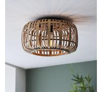 Lightbox Bambus Deckenlampe rund Ø 32 cm, Boho-Stil, E27 Lampe