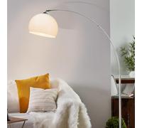 Lightbox Bogenlampe 166 cm, Chrom & Weiß, schwenkbare Lampe | lámpara de arco moderna, lámpara de pie con cabezal orientable e