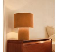 Lightbox Lámpara de mesa Ø 23 cm | Lámpara retro en tela de cuerda vintage en naranja/amarillo/cúrcuma | Lámpara de mesa de los años 70 con casquillo E27 | Pequeña lámpara decorativa para salón