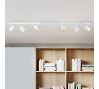 Lightbox Lámpara de techo LED | 6 llamas | 9 x 119 x 15 cm | foco de techo con focos orientables | lámpara para salón, cocina o dormitorio (interior) | 6 x casquillo GU10 | de metal en blanco