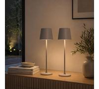 Lightbox set de 2 lámparas LED de mesa para interior y exterior | 37 cm / 23 cm de altura, Ø 10 cm | lámparas de mesa de exterior gris mate con regulador táctil | móvil/inalámbrica/portátil |