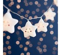 Lights4fun Cadena de Luces Decorativas con 12 Estrellas y Luces LED Blanco Cálido a Pilas con Temporizador Decoración para Dormitorios de Niños