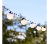 Lights4fun Cadena Decorativa de 30 Bombillas con LED Blanco Cálido y Cable Negro para Exteriores