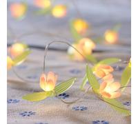 Lights4fun Cadena Luminosa con Flores Rosadas y 20 LED Blanco Cálido a Pilas con Temporizador Resistente a la Intemperie Decoración para Interiores y Exteriores