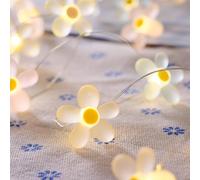 Lights4fun Cadena Luminosa con Flores y 20 LED Blanco Cálido a Pilas con Temporizador Resistente a la Intemperie Decoración para Interiores y Exteriores