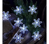 Lights4fun Cadena Luminosa de 20 Copos de Nieve con LED Blancos a Pilas para Exteriores Adorno de Navidad