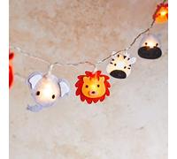 Lights4fun Cadena Luminosa para Niños Figuras Safari en Fieltro con LED Blancos Cálidos a Pilas para Interiores