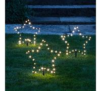 Lights4fun Conjunto de 3 Balizas Estrellas Luminosas LED Blanco Cálido para Exteriores