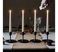 Lights4fun Conjunto de 4 Velas LED TruGlow® a Pilas en Cera Blanca con Mecha y Llama Realista y Telecomando
