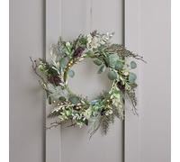 Lights4fun Corona de Navidad Clásica de 40 cm con Follaje Artificial e Bayas Doradas Decoración Navideña para Puerta de Entrada Decoración de Mesa para Interiores