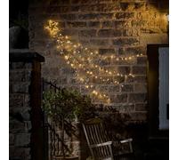 Lights4fun Estrella Cometa Iluminada con 125 Micro LED Blanco Cálido a Pilas con Temporizador Decoración Navideña Iluminación de Navidad para Interiores y Exteriores