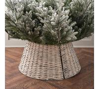 Lights4fun Falda para Árbol de Navidad de Ratán Gris de 57 cm de Diámetro Decoración Navideña para Interiores