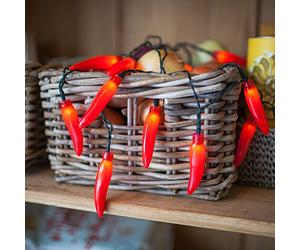 Lights4fun Guirnalda de 20 pimientos con LED de pilas