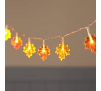 Lights4fun Guirnalda de luces de hojas de arce, 20 ledes, batería, temporizador de 6 horas, 200 cm
