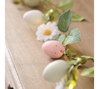 Lights4fun Guirnalda de Pascua de 2,3 m con Follaje Artificial, Margaritas y Huevos de Pascua Preiluminada con 20 LED a Pilas con Temporizador Decoración de Primavera para Interiores