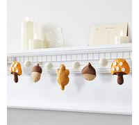 Lights4fun Guirnalda Decorativa de Otoño en Fieltro con Hojas y Bellotas de 1,3 Metros para Uso en Interiores
