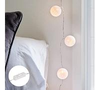 Lights4fun Guirnalda Luminosa de 20 Bolas de Algodón Blancas con LED Blancos Cálidos y Enchufe para Adorno de Interiores