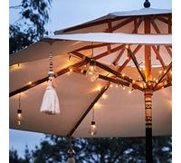 Lights4fun Guirnalda Luminosa para Sombrilla de 80 LED Blancos Cálidos a Pilas para Exteriores