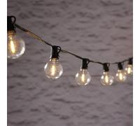 Lights4fun Guirnalda Luminosa Solar con 20 Bombillas LED Blanca Cálida con Mini Estacas para Decoración de Jardín Exterior
