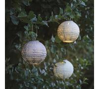 Lights4fun Juego de 3 farolillos solares Tyvek | LED blanco cálido | Farolillos orientales marroquíes con colgador | Resistente a la intemperie exterior, jardín, terraza y balcón | Funcionamiento