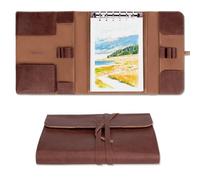 LIGHTWISH Cuaderno para acuarela - A5 20 hojas 100 % algodón 300 g/m² | Desmontable con panel trasero | Diario de acuarela de viaje todo en uno con soporte para pinceles y bolsillos de almacenamiento