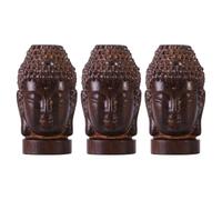 LIGIGWASH 3 Piezas Figura de Cabeza de Buda Sakyamuni en Madera Marrón