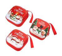 LIGIGWASH Monedero Navideño Pequeño de Metal Set de 3 Bolsa para Auriculares Accesorio Funda para Cables Adorno Colgante para Árbol de Navidad Billetera Portátil Práctico Bolso o Mochila