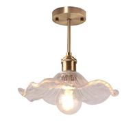 LIGINOK Lámparas de Techo Vintage con Pantalla de Vidrio E27 Lámpara de Techo Suspensión Moderna Decorativa para Dormitorio, Pasillo o Entrada, Transparente