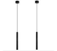 LIGKIN 2 Piezas Lámparas Colgantes LED Modernas Diseño Minimalista Lámpara de Techo LED Aluminio Lámpara Colgante Metal Iluminación para Comedor Dormitorio Salón Restaurante, Negro