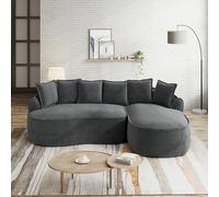 Ligterra Boneless Couch, L Sofá con función de dormir, Sofá modular, Sofá cama esquinero, sofá cama con chaise longue derecha, chenilla, con asiento bajo y reposabrazos anchos, sin montaje, 252 × 164