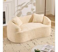 Ligterra Boneless - Sofá cama de 2 plazas, curvado, con reposabrazos y 2 almohadas, tela de chenilla, sin montaje, para espacios pequeños, salón, dormitorio, 170 × 87 × 65 cm (beige)