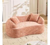 Ligterra Boneless - Sofá cama de 2 plazas, curvado, con reposabrazos y 2 almohadas, tela de chenilla, sin montaje, para espacios pequeños, salón, dormitorio, 170 x 87 x 65 cm (rosa)