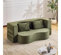 Ligterra Boneless - Sofá con función de dormir, sofá de 2 plazas, sofá cama, tela de felpa, futón plegable, sin montaje, para habitaciones pequeñas, salón, dormitorio, 180 × 55 × 70 cm (verde)