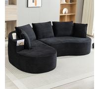 Ligterra Boneless Sofá esquinero, sofá cama, sofá cama con función de dormir, pana, con portavasos y bolsa de almacenamiento, espuma de alta densidad, para sala de estar, dormitorio, 250 × 152 × 82 cm