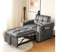 Ligterra Sofá cama individual extensible 3 en 1: con soportes para bebidas y soporte para teléfono móvil, sillón reclinable, silla de dormir, sillón perfecto para espacios pequeños, 83 x 167 x 76 cm