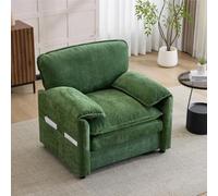 Ligterra Sofá con función de dormir, sofá individual, puf, sillón de lectura, sofá de suelo, doble bolsa de almacenamiento en el lateral, para salón, balcón, estudio, 96 × 92 × 90 cm (verde)