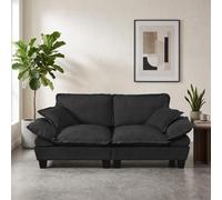 Ligterra Sofá modular de 2 plazas con reposabrazos curvos, sofá orientado a la comodidad para habitaciones pequeñas y apartamentos, para sala de estar, dormitorio, color negro