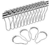 Lihao - 12 Aros de Cortina de Ducha de Acero Inoxidable con Sistema de Deslizamiento, 12 Ganchos únicos, 69 x 39 mm