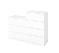 Liink1Ga Conjunto de 2 Cómoda Blanca Dormitorio Alta Cómodas Blancas con 3 y 4 Cajones/Mesitas de Noche Cajoneras Blancas Comoda y Aparador para Oficina Salón Dormitorio Pasillo Muebles