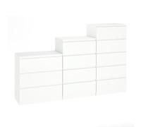 Liink1Ga Conjunto de 3 Cómoda Blanca Dormitorio Alta Cómodas Blancas con 3 y 4 y 5 Cajones/Mesitas de Noche Cajoneras Blancas Comoda y Aparador para Oficina Salón Dormitorio Pasillo Muebles