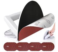 Lijadora con sistema de sujeción por velcro - 16 hojas de papel de lija para madera y muebles