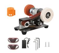Lijadora de Banda 120W 9000r/min Mini Amoladora Multifuncional, Pulidora Eléctrica Compacta para Metal/Madera/Jade, Incluye 20 Bandas de Lija, Rueda de Pulido y Accesorios